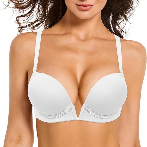 Other - Size 34E YANDW Deep V Plunge Push Up Bra Low Cut Padded‎ Add 2 Cup Convertible